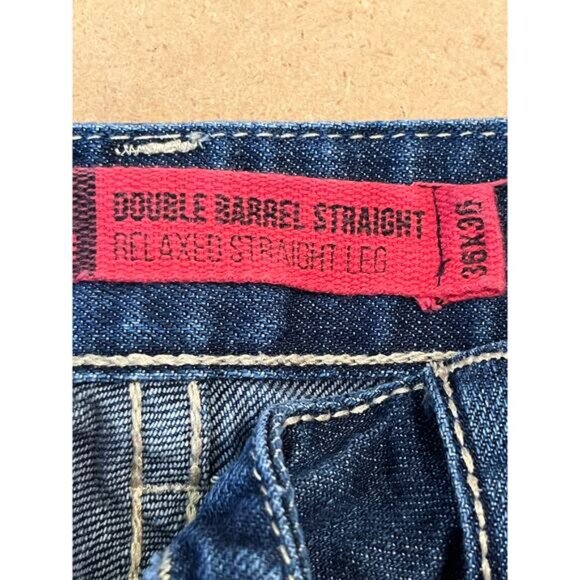 Rock & Roll Cowboy Mens 36x36 Blue Double Barrel Straight Relaxed Fit Denim Jean - Picture 5 of 8